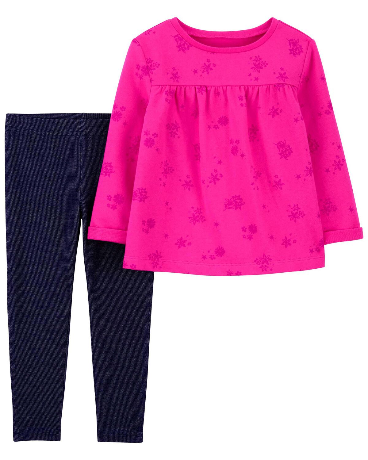 Pink Toddler 2Piece Pink Babydoll Top and Pants Set