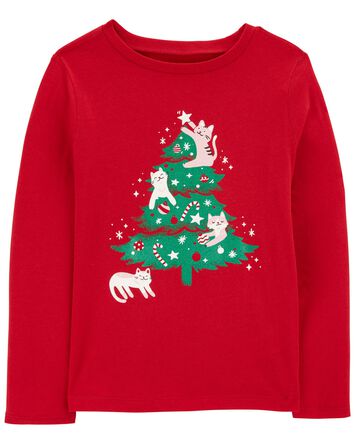 Kid Christmas Tree Long-Sleeves Graphic Tee, 