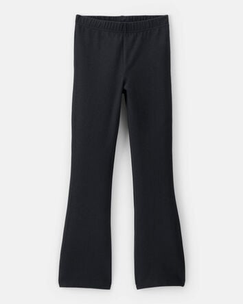 Kid Solid Cotton Flare Stretch Leggings - Black, 