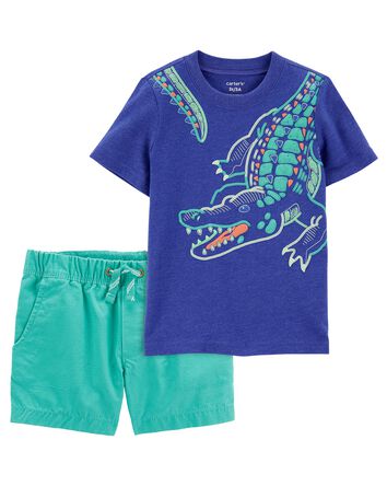 Toddler 2-Piece Gator Tee & Pull-On Canvas Shorts Set
, 
