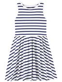 Navy/White - Kid Striped Twirl Dress