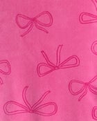 Toddler Girl Bow Print Velour Long-Sleeve Loose Fit 2-Piece Pajamas - Pink, image 2 of 3 slides