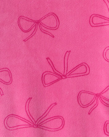 Toddler Girl Bow Print Velour Long-Sleeve Loose Fit 2-Piece Pajamas - Pink, 