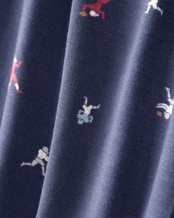 Boys Football Print PurelySoft Long-Sleeve 2-Piece Pajamas - Navy Blue, 