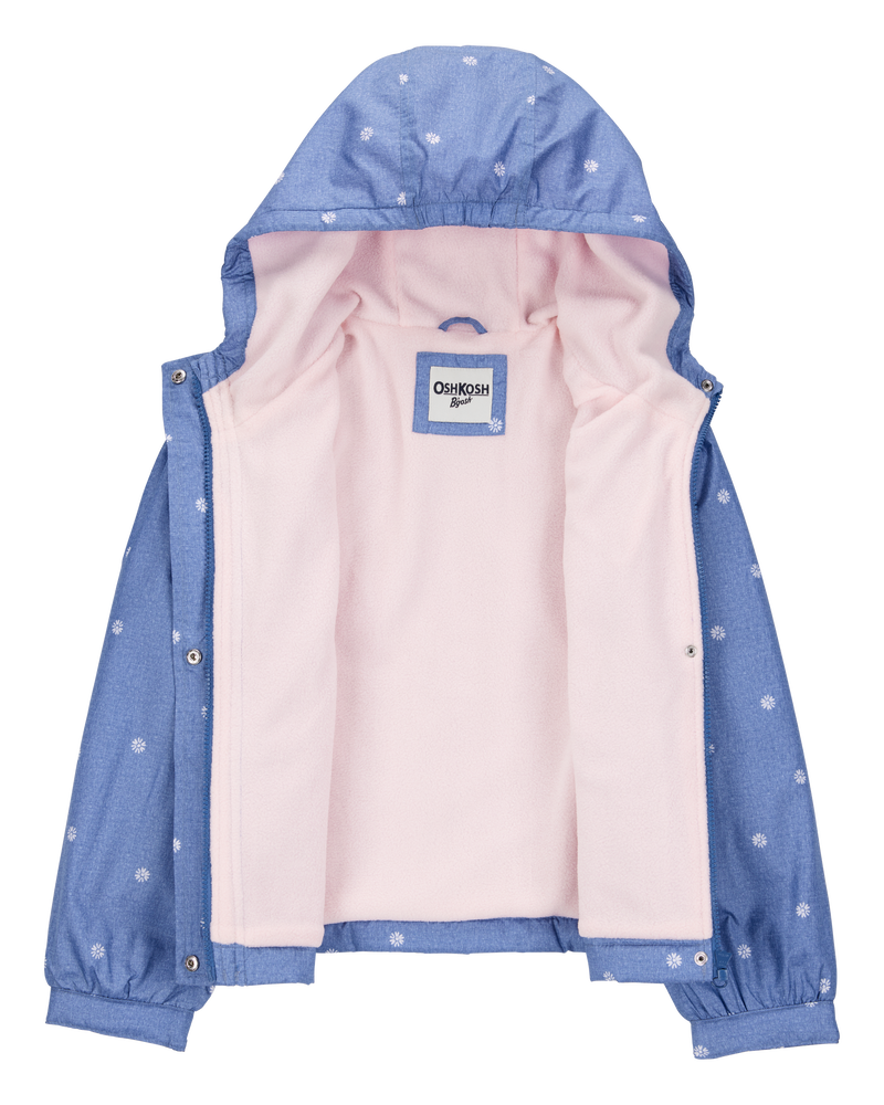 Girls Daisy-Print Chambray Jacket - Blue, image 2 of 3 slides