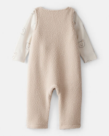 Baby Boy 2-Piece Bear Sherpa Long-Sleeve Overall Set - Brown, 