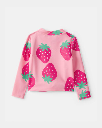 Toddler Girl 3-Piece Strawberry Rashguard Swimsuit Set - Pink, 