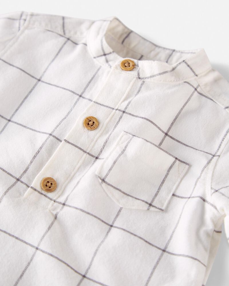 Baby Organic Cotton Plaid Flannel Henley Shirt, image 2 of 4 slides