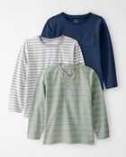 Kid 3-Pack Organic Cotton Long-Sleeve Stretch Jersey Tees, image 1 of 7 slides