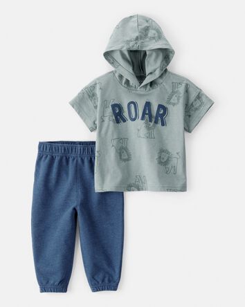 Baby 2-Piece Roar Dinosaur Hooded Tee & Jogger Pant Set, 