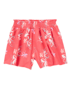 Kid 2-Piece Floral Embroidered Top & Linen Look-Alike Flowy Pull-On Shorts Set - Coral
, image 5 of 7 slides
