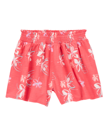 Kid Floral Linen Look-Alike Flowy Pull-On Shorts, 