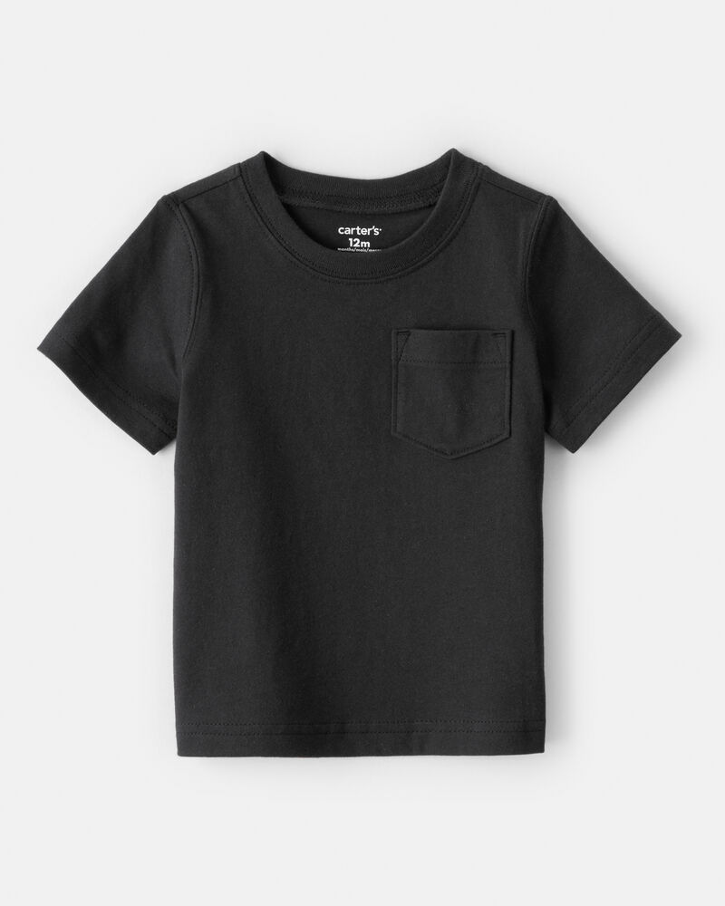 Baby Solid Short-Sleeve Pocket Tee - Black, image 1 of 3 slides