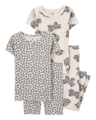 Kid 4-Piece Butterfly 100% Snug Fit Cotton Pajamas - Black/White, image 1 of 4 slides