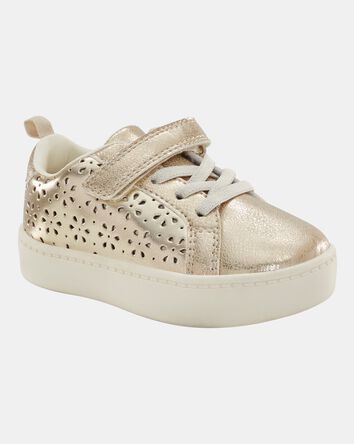 Toddler Girl Eyelet Glitter Sneakers - Gold, 