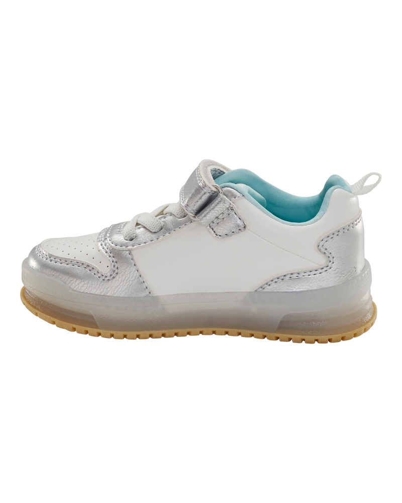 Toddler Light Up Metallic Sneakers - Silver/Aqua, image 7 of 8 slides