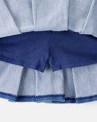 Kid Pull-On Pleated Denim Skort - 70s Blue Wash, image 2 of 4 slides