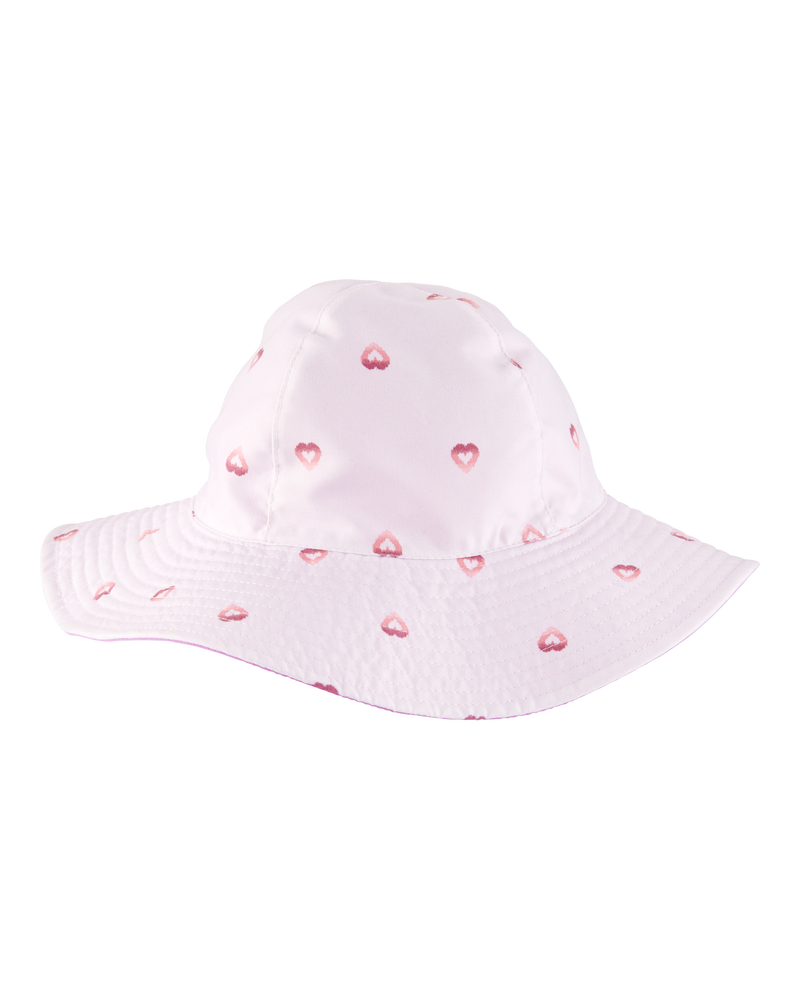 Toddler Heart Print Reversible Swim Hat - Purple, image 1 of 3 slides