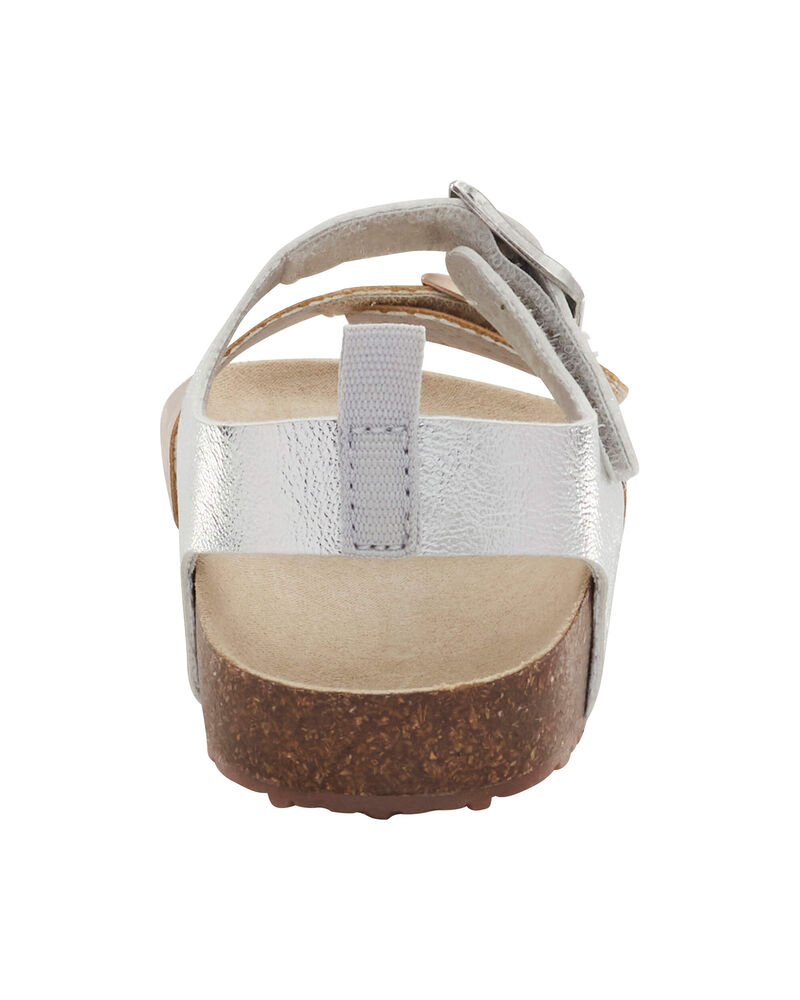 Kid Buckle Faux Cork Sandals, image 3 of 7 slides