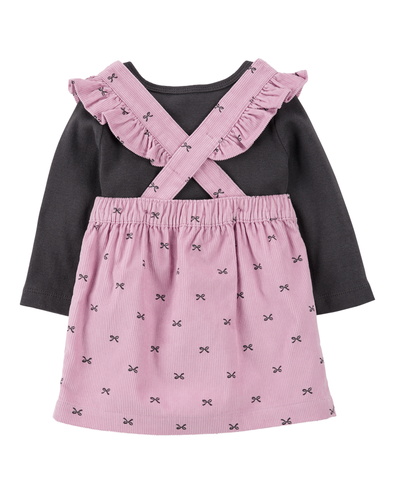 Baby 2-Piece Tee & Bow Corduroy Jumper Set, image 2 of 6 slides