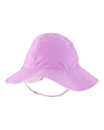 Baby Girl Heart Print Reversible Swim Hat - Purple, 