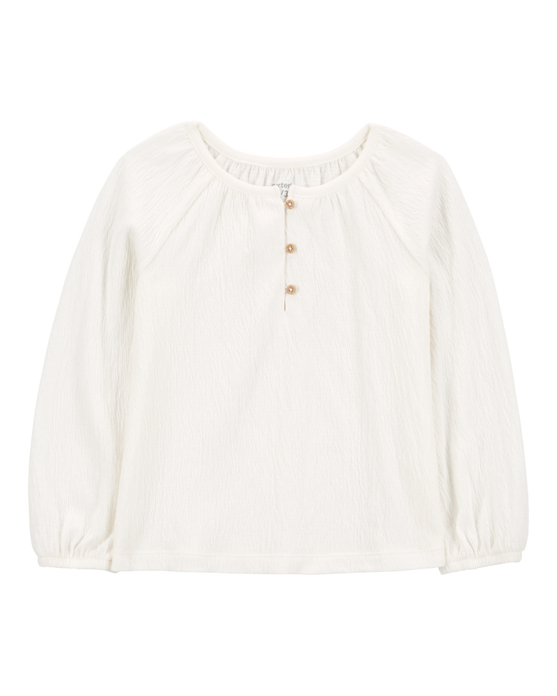 Baby Gauze Long-Sleeve Top - Cream, image 1 of 3 slides