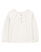 Baby Gauze Long-Sleeve Top - Cream, image 1 of 3 slides