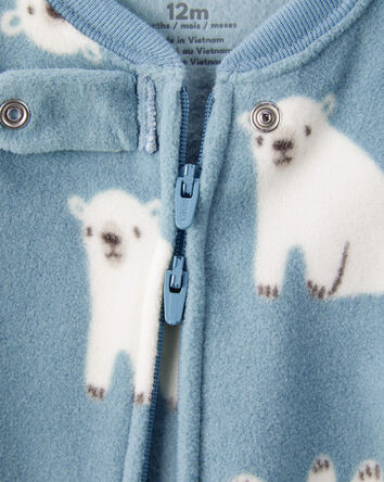 Toddler Boy Polar Bear Loose Fit Long-Sleeve 2-Way Zip 1-Piece Pajamas, 