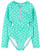 Kid 1-Piece Long Sleeve Cut-Out Swimsuit, image 1 of 3 slides