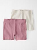 Dark Blush, Sweet Cream - Baby Organic Cotton Ribbed Pedal Shorts