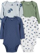 Multi - Baby 4-Pack Long-Sleeve Floral & Polka Dot Bodysuits