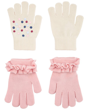 2-Pack Polka Dot Ruffle Gripper Gloves, 