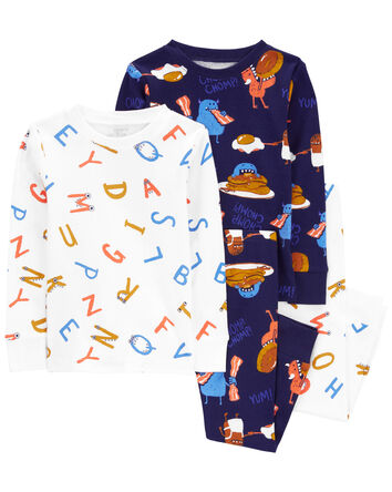 Toddler 4-Piece Monster 100% Snug Fit Cotton Pajamas, 