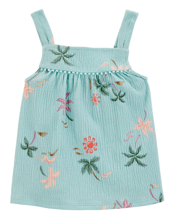 Toddler 2-Piece Palm Tree Crinkle Jersey Tank & Play Shorts Set - Turquoise
, 