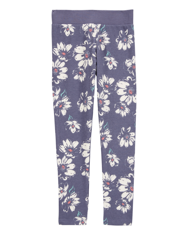 Kid Floral Ribbed Leggings - Floral, image 2 of 4 slides