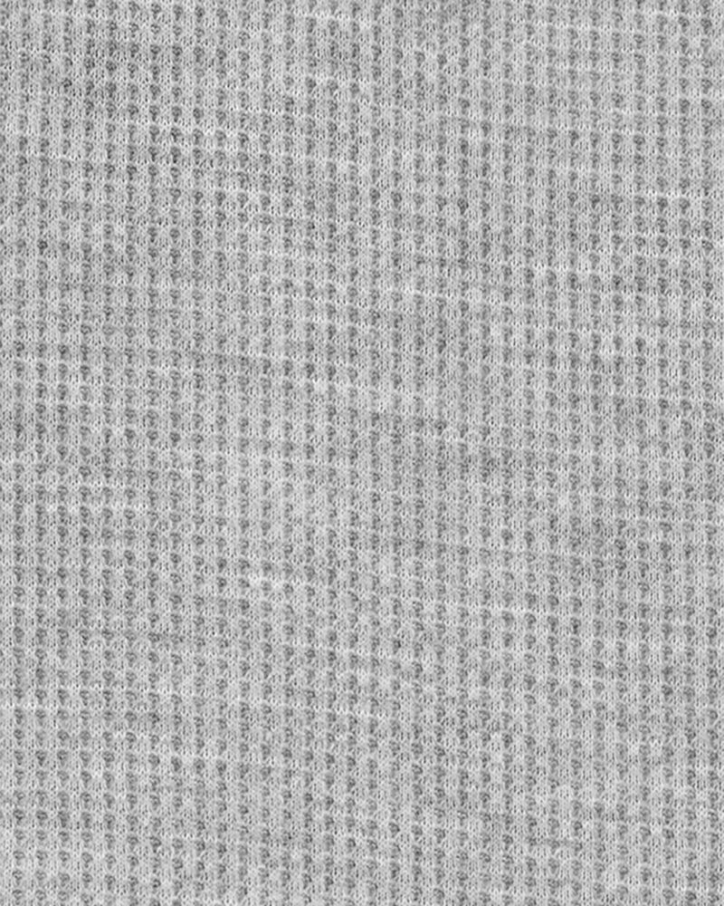 Boys Solid Loose Fit Waffle Knit 2-Piece Pajamas - Grey, image 2 of 3 slides