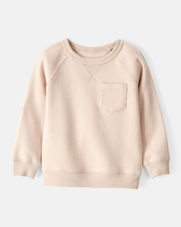 Toddler Boy Solid Fleece Long-Sleeve Sweatshirt - Khaki, 