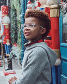 Kid Chunky Waffle Pullover Sweater - Gray, image 4 of 5 slides