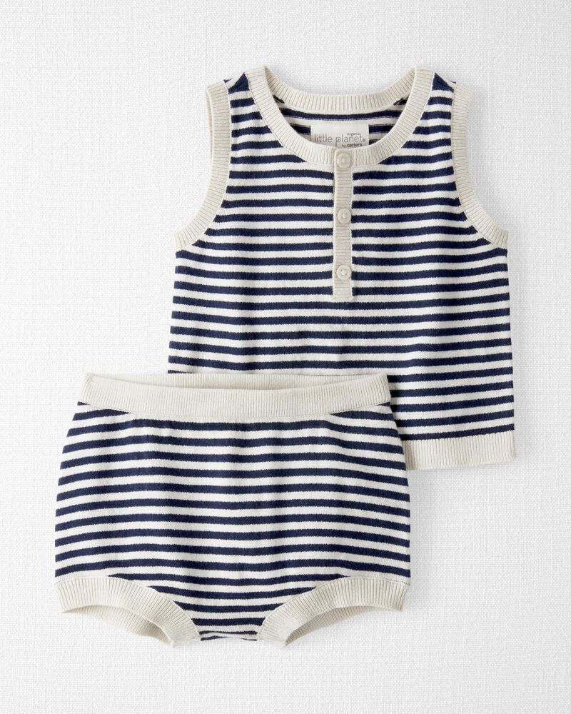 Baby Striped Organic Cotton Fine Sweater Knit Set, image 1 of 4 slides