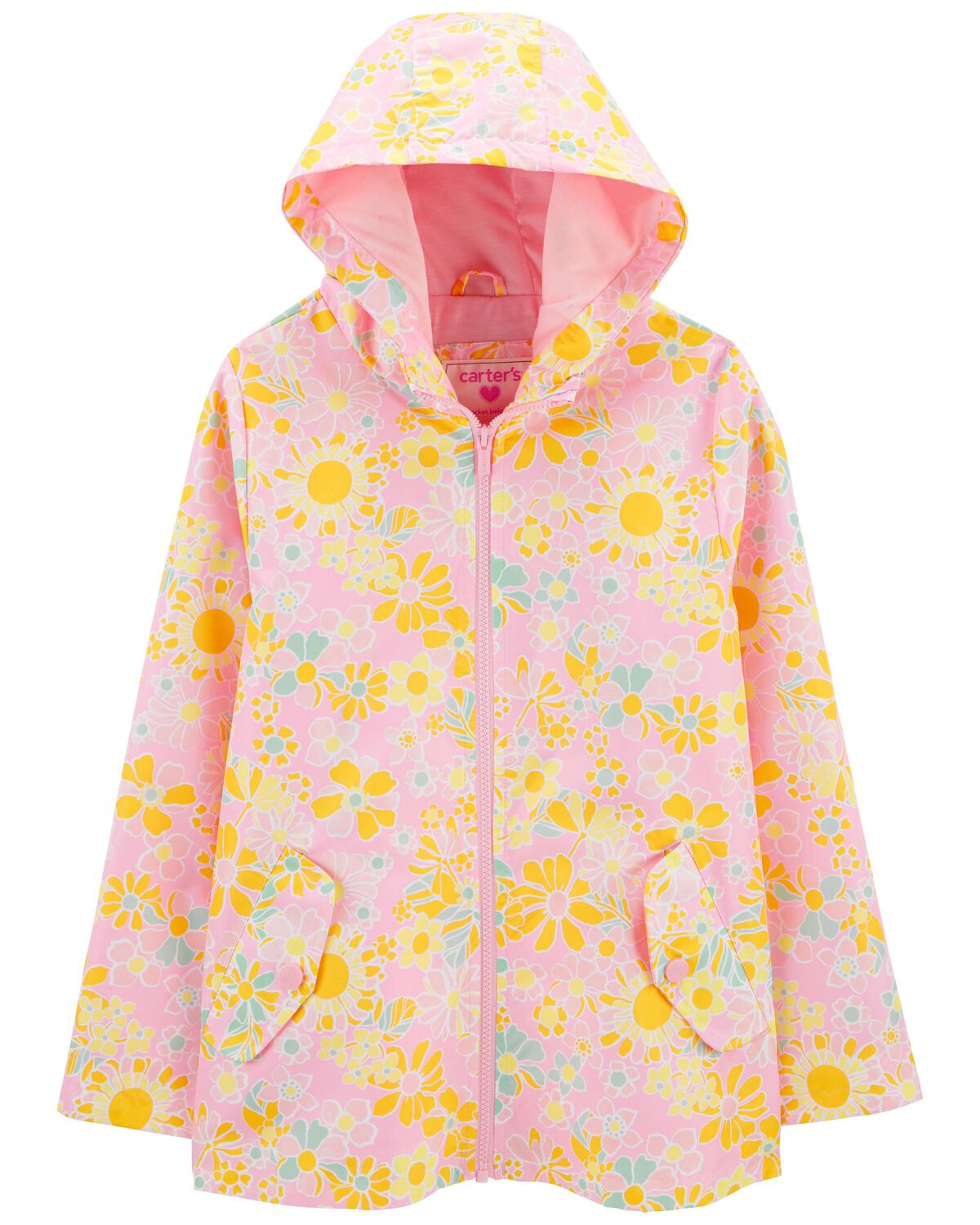 Pink/Yellow Kid Floral Rain Jacket | carters.com