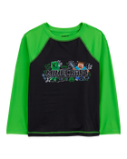 Kid Minecraft® Long-Sleeve Rashguard Swim Top - Green, image 1 of 2 slides