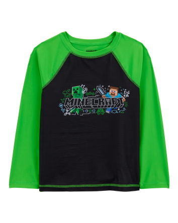 Kid Minecraft® Long-Sleeve Rashguard Swim Top - Green, 