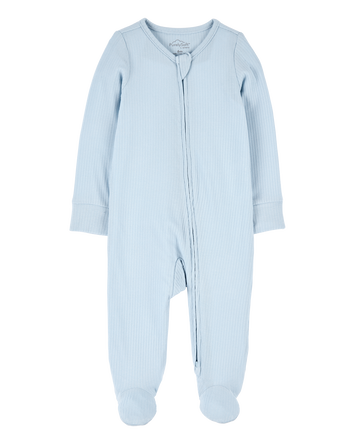 Baby Boy Solid 2-Way Zip PurelySoft Sleep & Play Pajamas - Blue, 