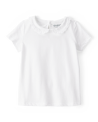 Toddler Scalloped Collar Short-Sleeve Top - White, image 1 of 4 slides