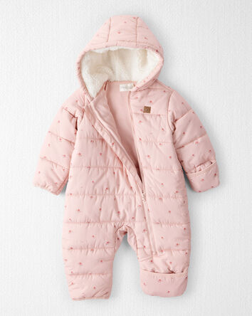 Baby Girl 1-Piece Snowsuit Made with Recycle Materials in Blush Petals Print, 