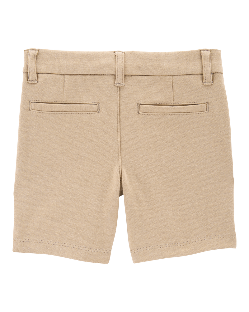 Toddler 2-Pack Ponte Knit Uniform Shorts - Khaki, image 3 of 6 slides
