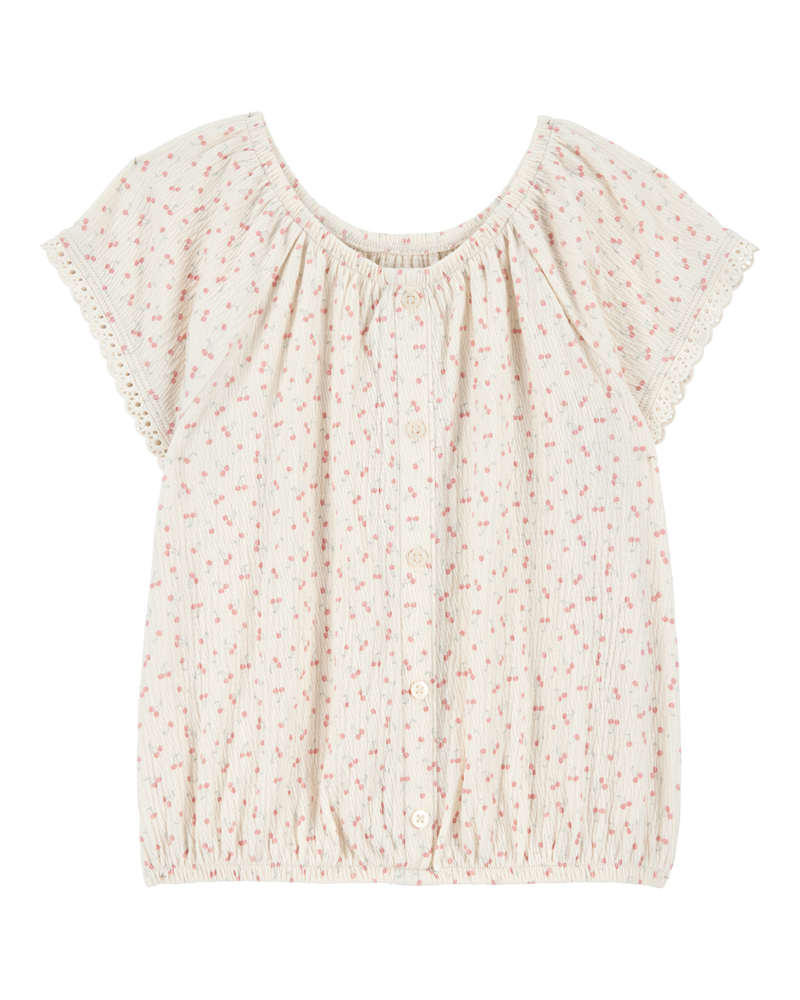 Kid 2-Piece Cherries Fashion Top & Crinkle Skirt Set, image 2 of 6 slides