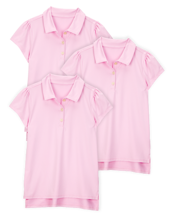 Kid 3-Pack Active Uniform Polo Shirts in Moisture Wicking BeCool™ Fabric - Pink, 