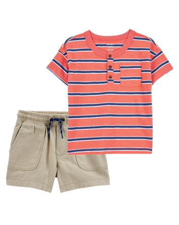 Toddler 2-Piece Henley & Shorts Outfit Set, 
