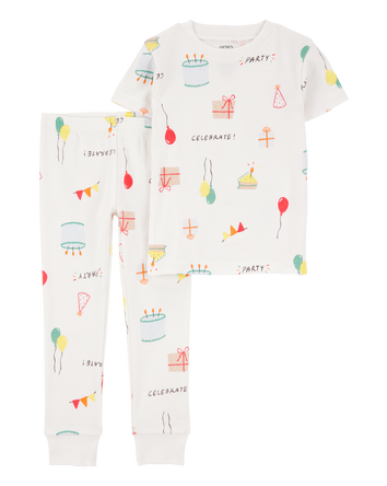 Toddler 2-Piece Birthday 100% Snug Fit Cotton Pajamas - Ivory, 